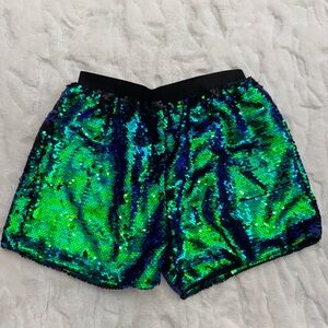 Chenbao Green and Blue Flip Sequin Shorts